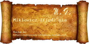 Miklovicz Ifigénia névjegykártya